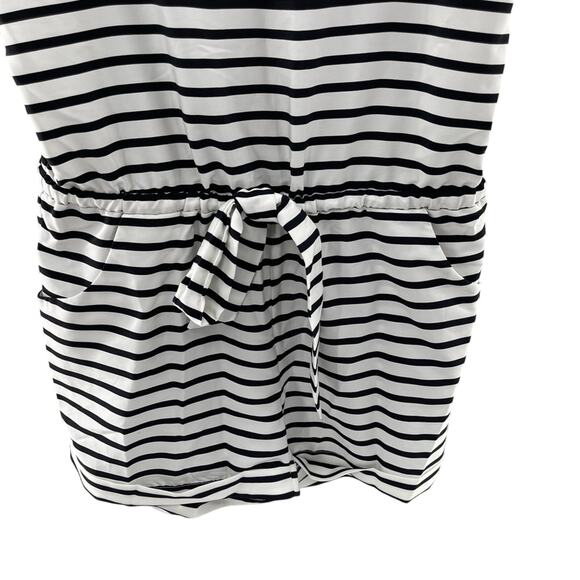 J. Crew Printed Black White Striped Drapey Loose Fit Lightweight Romper Size XS - Picture 5 of 11
